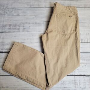 Ibex Womens Pant 32x28 Canvas Cotton Straight Leg Mid Rise Crop Beige Leg Pocket